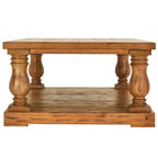 Table basse à pieds balustre en bois naturel / charbon de bois / blanc antique