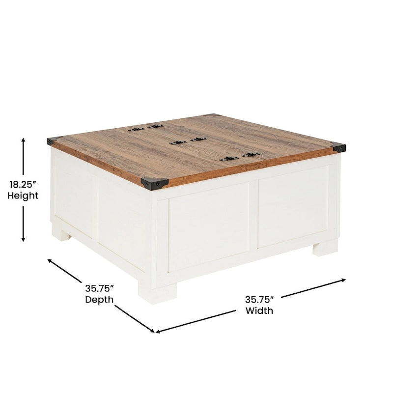 Table basse relevable avec rangement blanche/noire/grise, chêne rustique, pour 1 personne