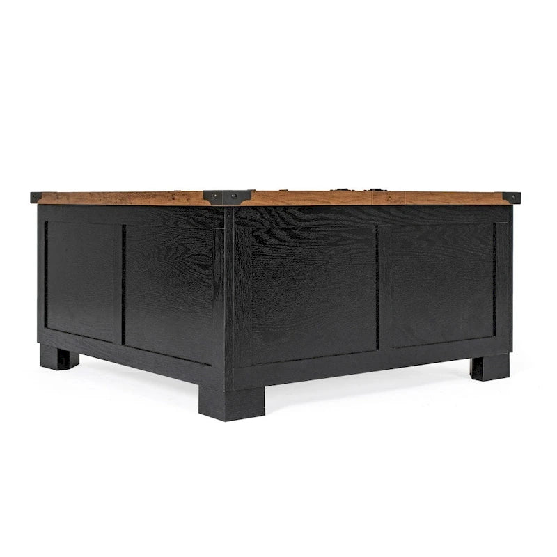 Table basse relevable avec rangement blanche/noire/grise, chêne rustique, pour 1 personne