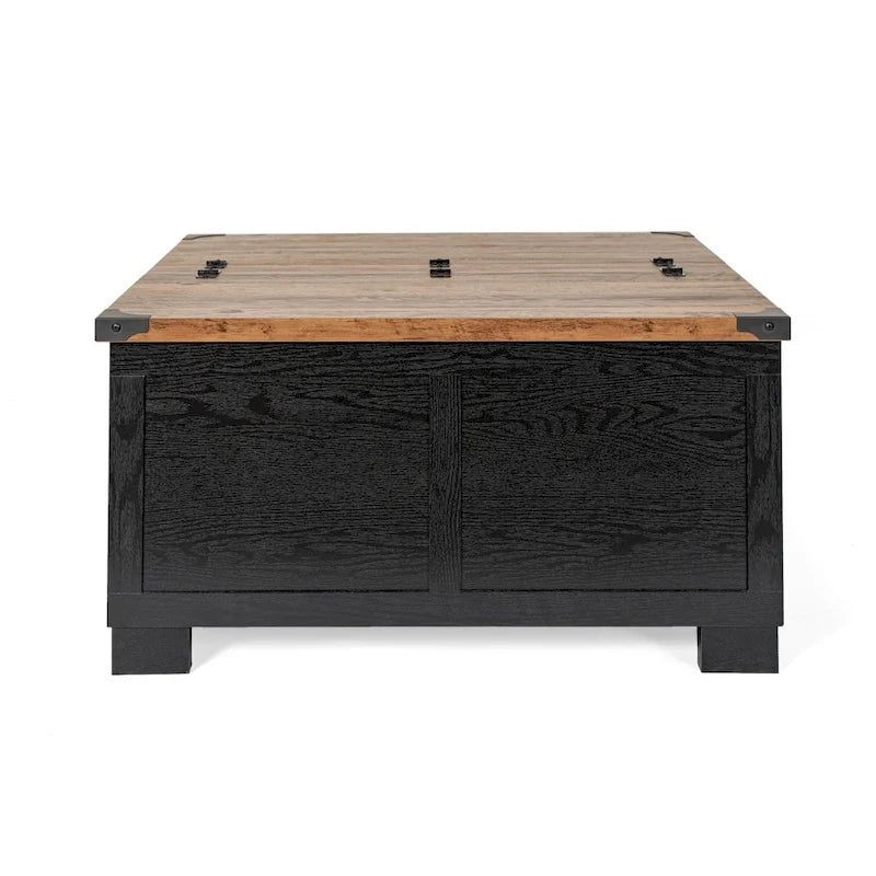 Table basse relevable avec rangement blanche/noire/grise, chêne rustique, pour 1 personne