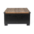 Table basse relevable avec rangement blanche/noire/grise, chêne rustique, pour 1 personne