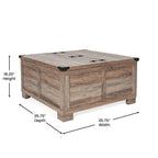 Table basse relevable avec rangement blanche/noire/grise, chêne rustique, pour 1 personne