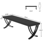 Marron+Noir / Blanc, Bureau double pour 2 personnes de 199,9 cm avec pieds en métal