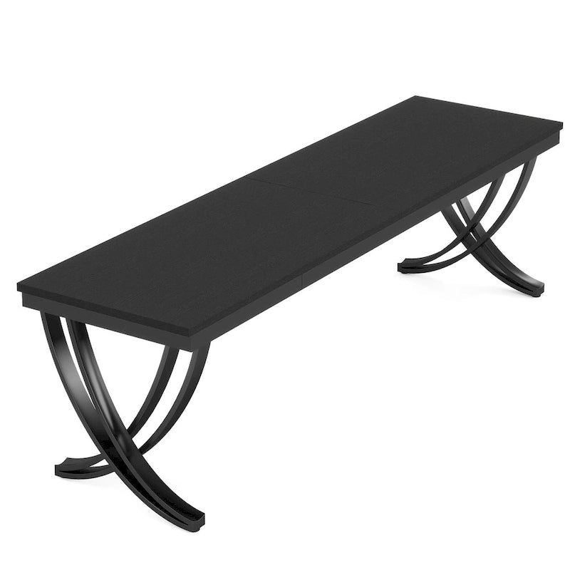 Marron+Noir / Blanc, Bureau double pour 2 personnes de 199,9 cm avec pieds en métal