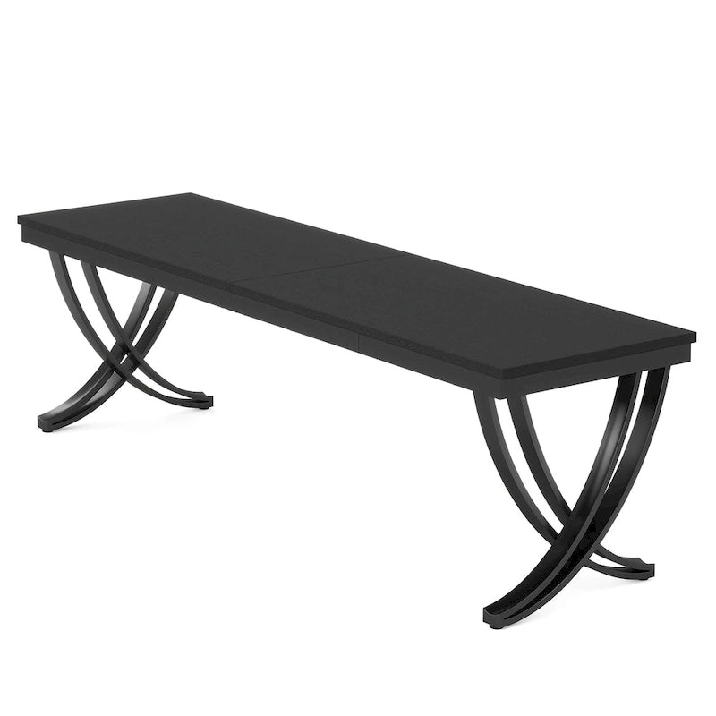 Marron+Noir / Blanc, Bureau double pour 2 personnes de 199,9 cm avec pieds en métal
