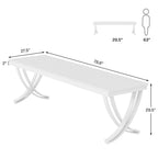 Marron+Noir / Blanc, Bureau double pour 2 personnes de 199,9 cm avec pieds en métal