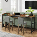 Table de lit réglable en hauteur avec roulettes et station de charge – Gris foncé / Marron, 1 utilisateur
