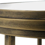 Tables gigognes miroir/verre blanc et doré, lot de 2