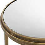 Tables gigognes miroir/verre blanc et doré, lot de 2