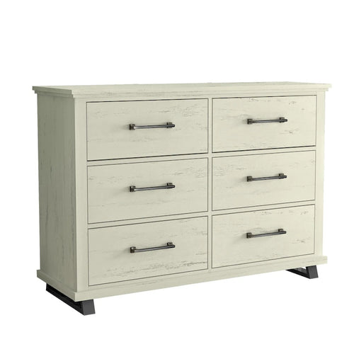 Commode à 6 tiroirs beige/blanc, simple
