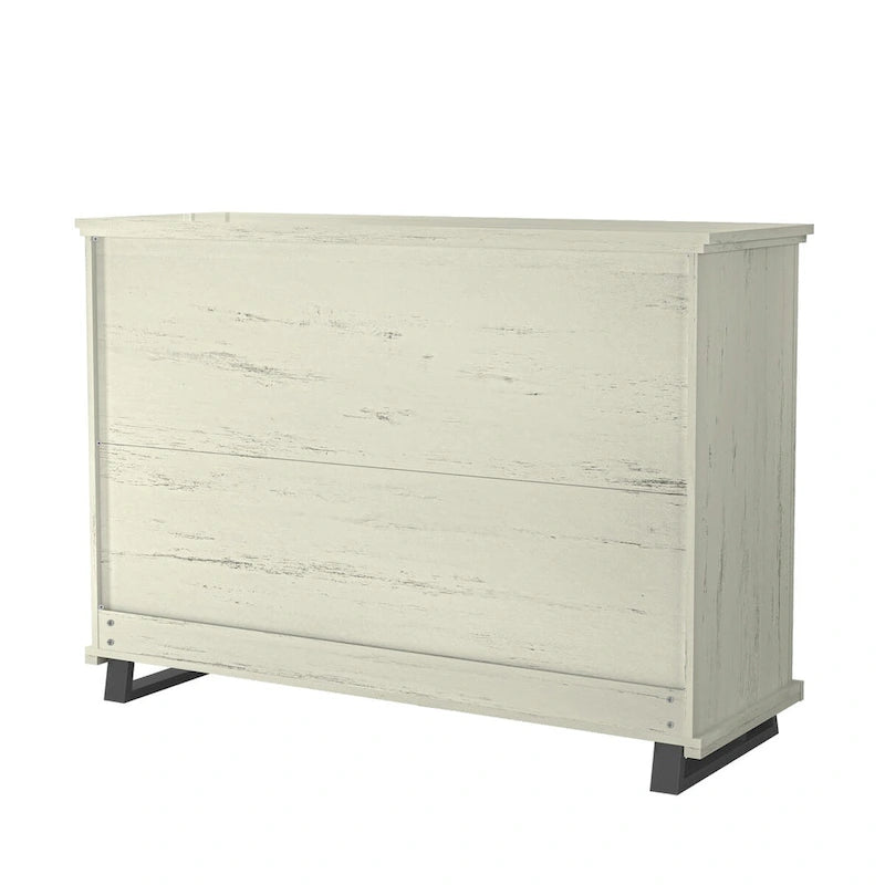Commode à 6 tiroirs beige/blanc, simple