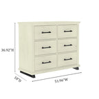 Commode à 6 tiroirs beige/blanc, simple