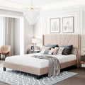 Cadre de lit Queen en velours beige / gris / bleu, 2 personnes