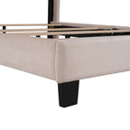 Cadre de lit Queen en velours beige / gris / bleu, 2 personnes