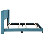 Cadre de lit Queen en velours beige / gris / bleu, 2 personnes