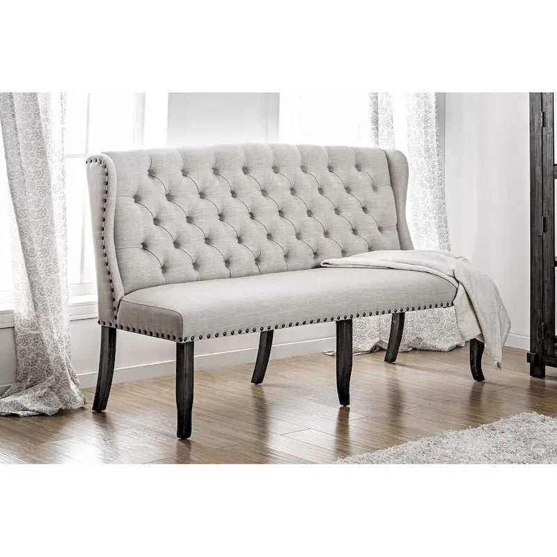 Banc long capitonné ivoire, un siège