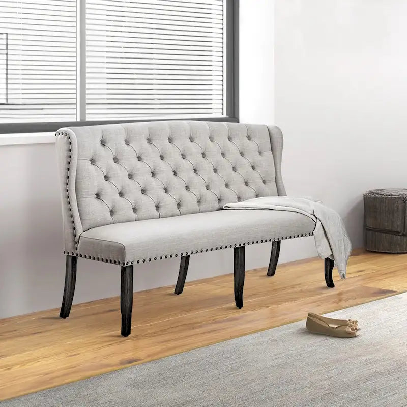 Banc long capitonné ivoire, un siège