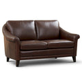 Causeuse en cuir véritable marron/beige, style moderne du milieu du siècle, 2 places