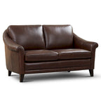 Causeuse en cuir véritable marron/beige, style moderne du milieu du siècle, 2 places