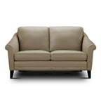 Causeuse en cuir véritable marron/beige, style moderne du milieu du siècle, 2 places
