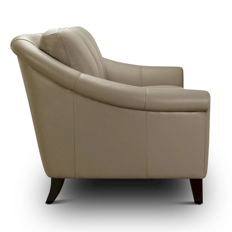 Causeuse en cuir véritable marron/beige, style moderne du milieu du siècle, 2 places