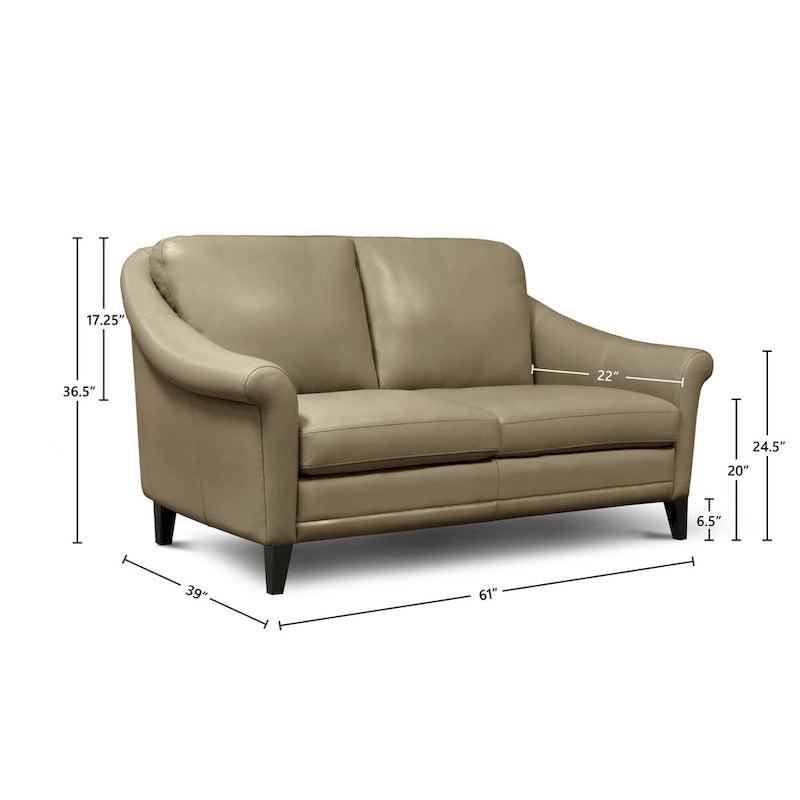 Causeuse en cuir véritable marron/beige, style moderne du milieu du siècle, 2 places