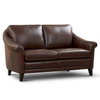Causeuse en cuir véritable marron/beige, style moderne du milieu du siècle, 2 places