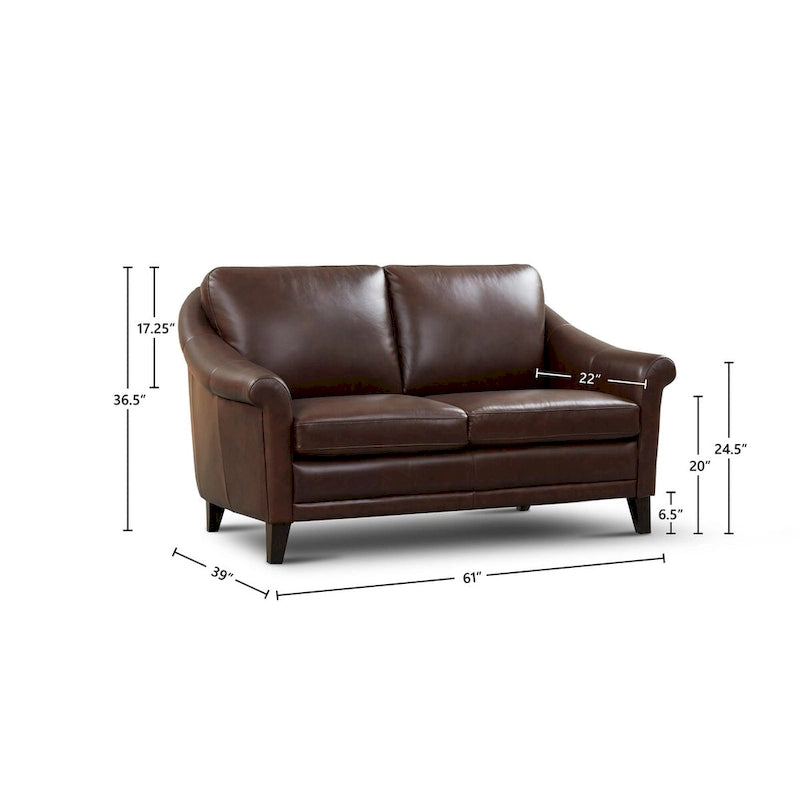 Causeuse en cuir véritable marron/beige, style moderne du milieu du siècle, 2 places