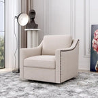 Fauteuil club pivotant en velours gris/blanc/noir+gris, un seul siège, 360°