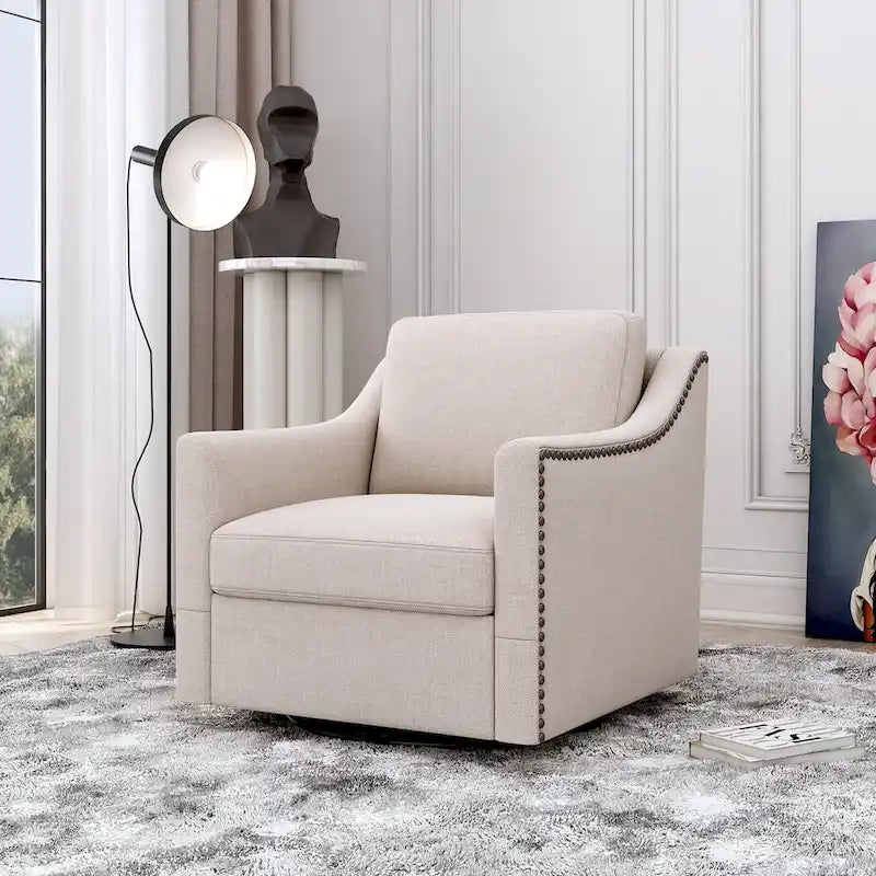 Fauteuil club pivotant en velours gris/blanc/noir+gris, un seul siège, 360°