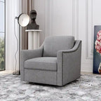 Fauteuil club pivotant en velours gris/blanc/noir+gris, un seul siège, 360°