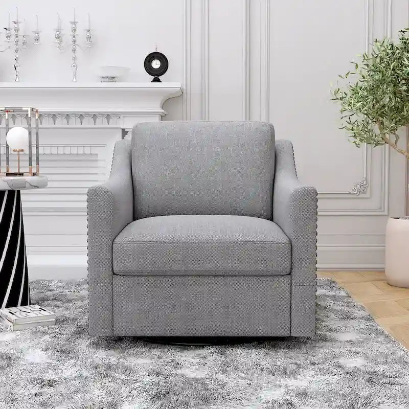 Fauteuil club pivotant en velours gris/blanc/noir+gris, un seul siège, 360°