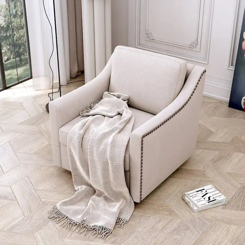 Fauteuil club pivotant en velours gris/blanc/noir+gris, un seul siège, 360°