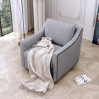 Fauteuil club pivotant en velours gris/blanc/noir+gris, un seul siège, 360°