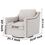 Fauteuil club pivotant en velours gris/blanc/noir+gris, un seul siège, 360°