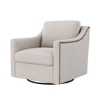Fauteuil club pivotant en velours gris/blanc/noir+gris, un seul siège, 360°