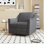 Fauteuil club pivotant en velours gris/blanc/noir+gris, un seul siège, 360°
