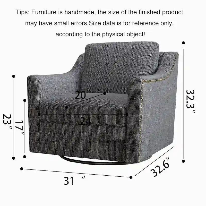 Fauteuil club pivotant en velours gris/blanc/noir+gris, un seul siège, 360°