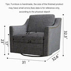 Fauteuil club pivotant en velours gris/blanc/noir+gris, un seul siège, 360°