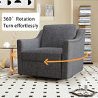 Fauteuil club pivotant en velours gris/blanc/noir+gris, un seul siège, 360°
