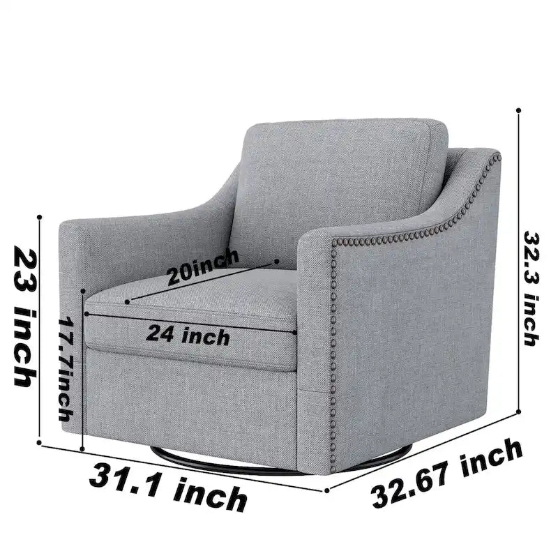 Fauteuil club pivotant en velours gris/blanc/noir+gris, un seul siège, 360°