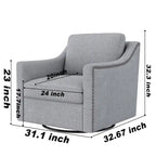 Fauteuil club pivotant en velours gris/blanc/noir+gris, un seul siège, 360°