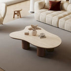 Table basse en forme de nuage, plateau en pierre, blanc/naturel, pour 1 personne