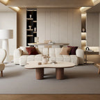 Table basse en forme de nuage, plateau en pierre, blanc/naturel, pour 1 personne