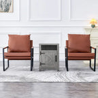 Table de chevet avec porte de grange et étagère de rangement, noyer/gris/blanc