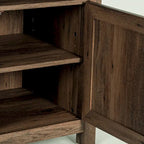 Table de chevet avec porte de grange et étagère de rangement, noyer/gris/blanc