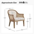 Fauteuil d'appoint tonneau ivoire/lin, rotin et similicuir, siège unique