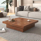 Table basse carrée avec rangement coulissant, Noyer/Blanc, 1 pièce