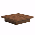 Table basse carrée avec rangement coulissant, Noyer/Blanc, 1 pièce