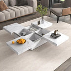 Table basse carrée avec rangement coulissant, Noyer/Blanc, 1 pièce